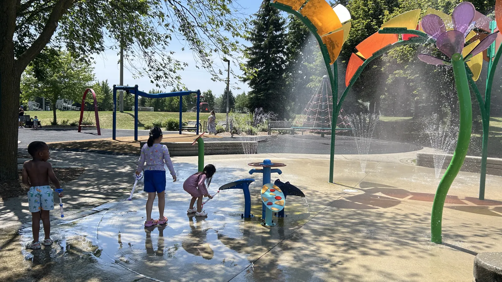 Campers at the splash pad