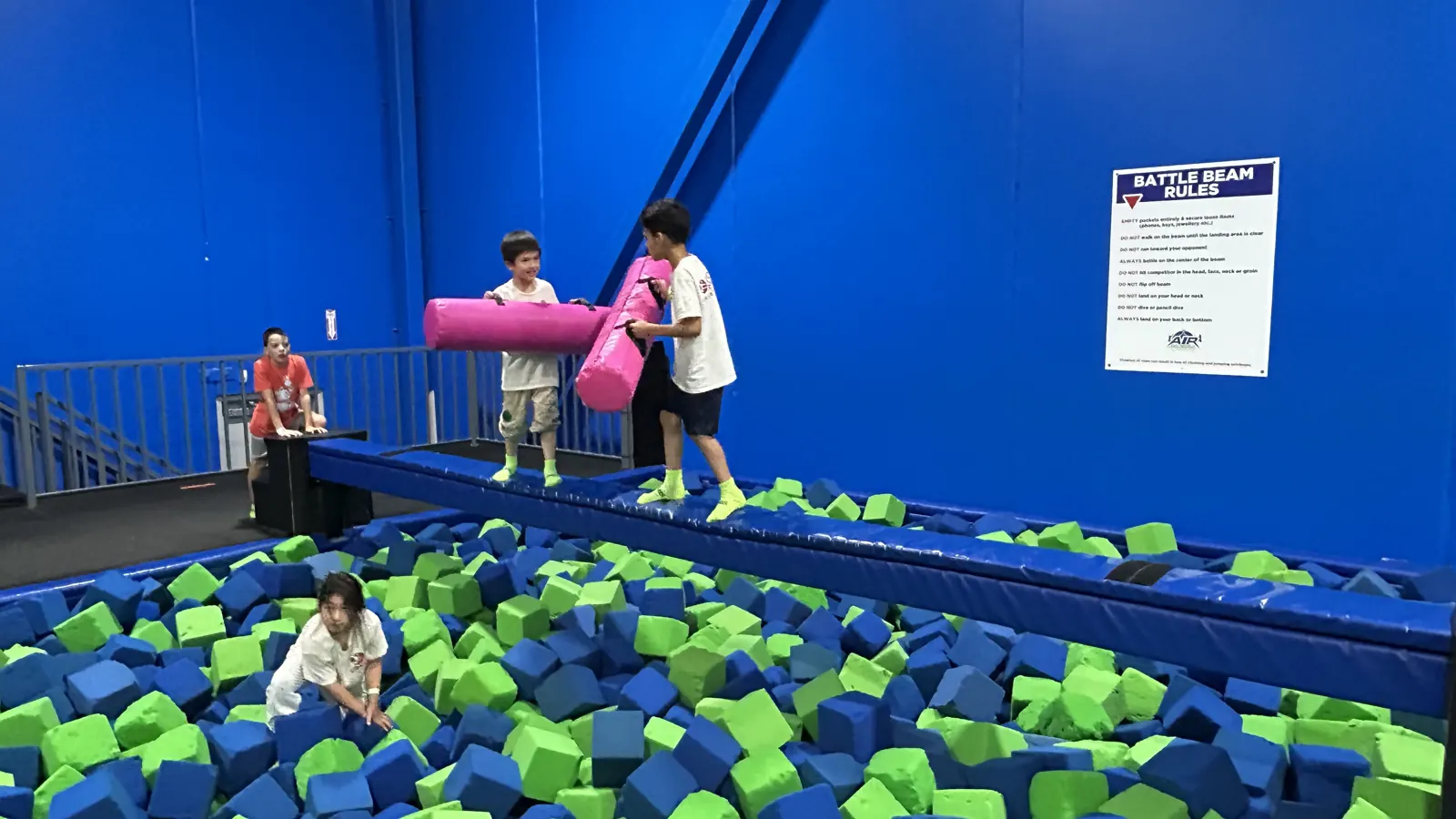 Campers at the trampoline park